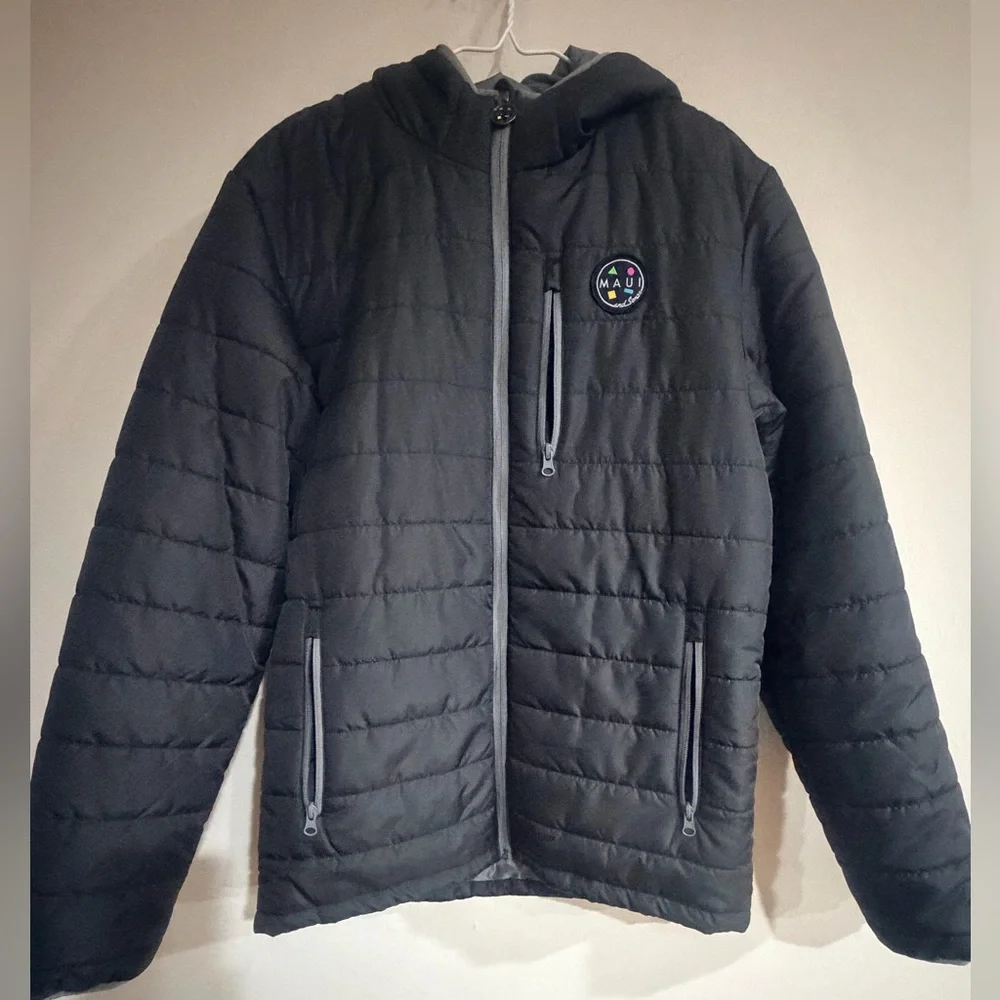 Maui and Sons Black Quilted Jacket with Logo